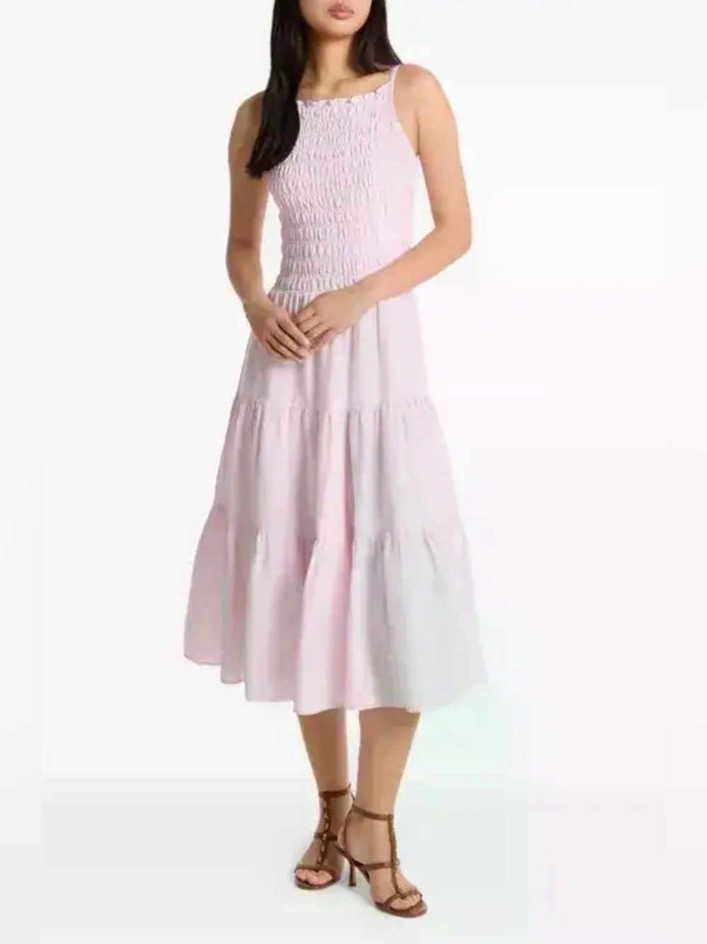 MICHAEL KORS 
Smocked Tiered Dress - Pink